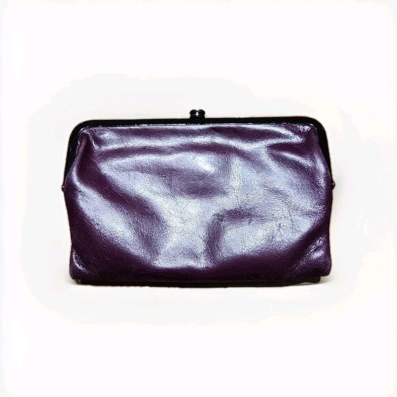 HOBO Handbags - HOBO Lauren Double Frame Clutch Retired Eggplant Smooth Leather Wanderlust In.